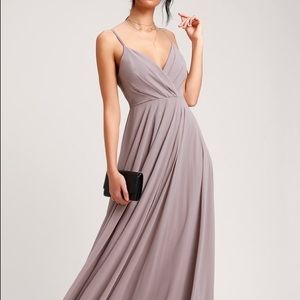 Lulu’s All About Love Taupe Maxi Dress